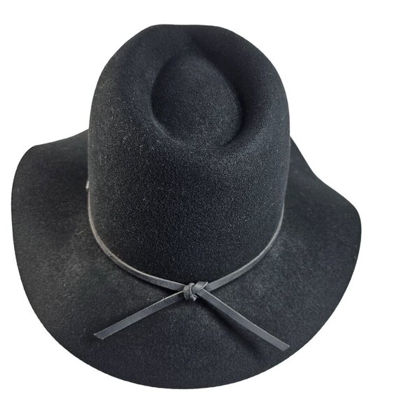 Brixton Wesley Felted Wool Fedora Sz M Unisex Relax Brim Leather Trim Black NWT